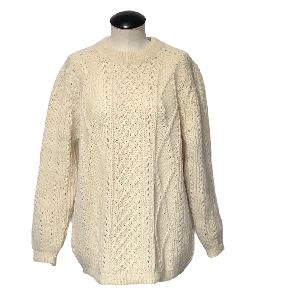 ROBERT‎ MACKIE of SCOTLAND 100% Wool Cable Knit Fisherman's Sweater - Size 40